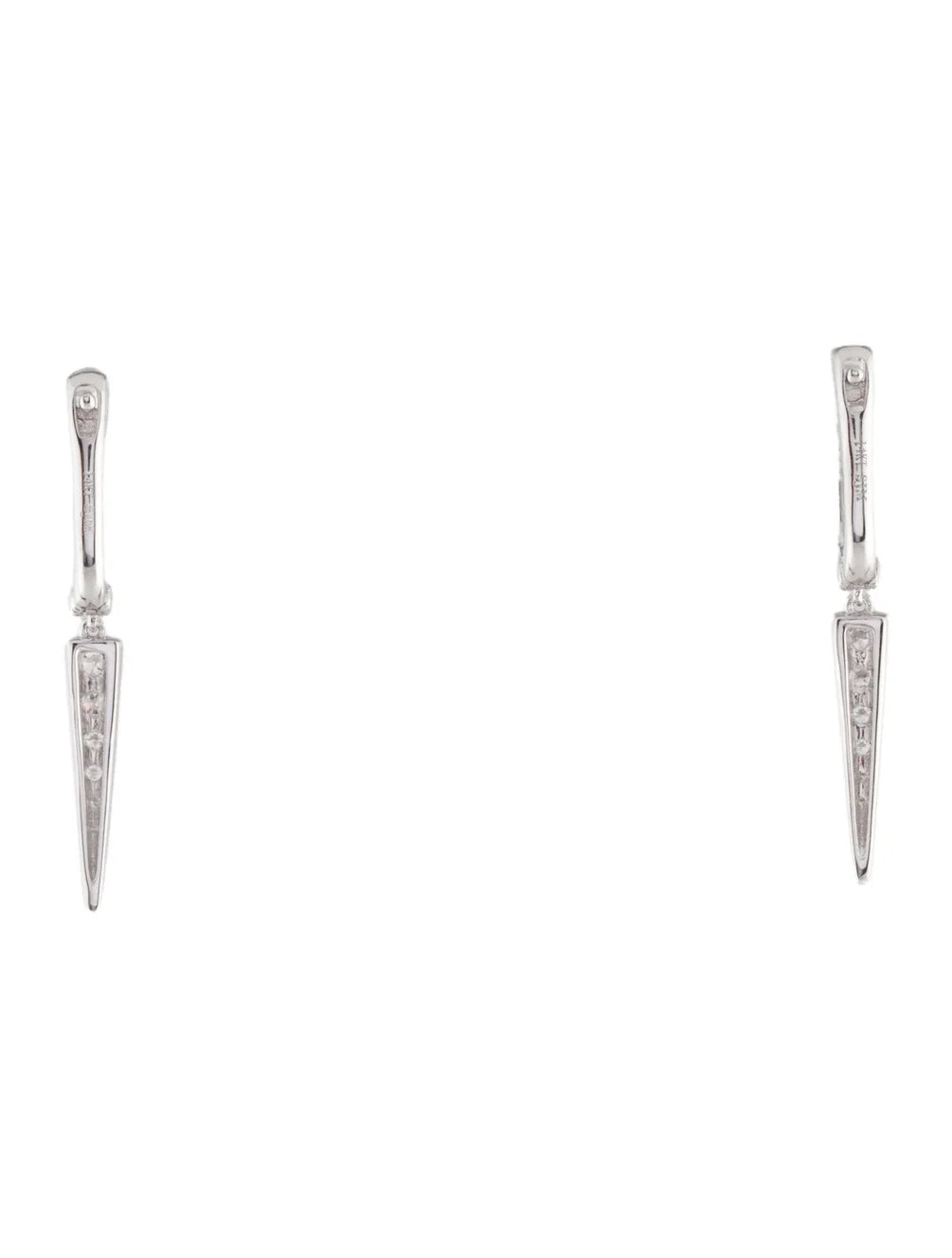 Natural Diamond Dagger Drop Earrings| 14k White Gold