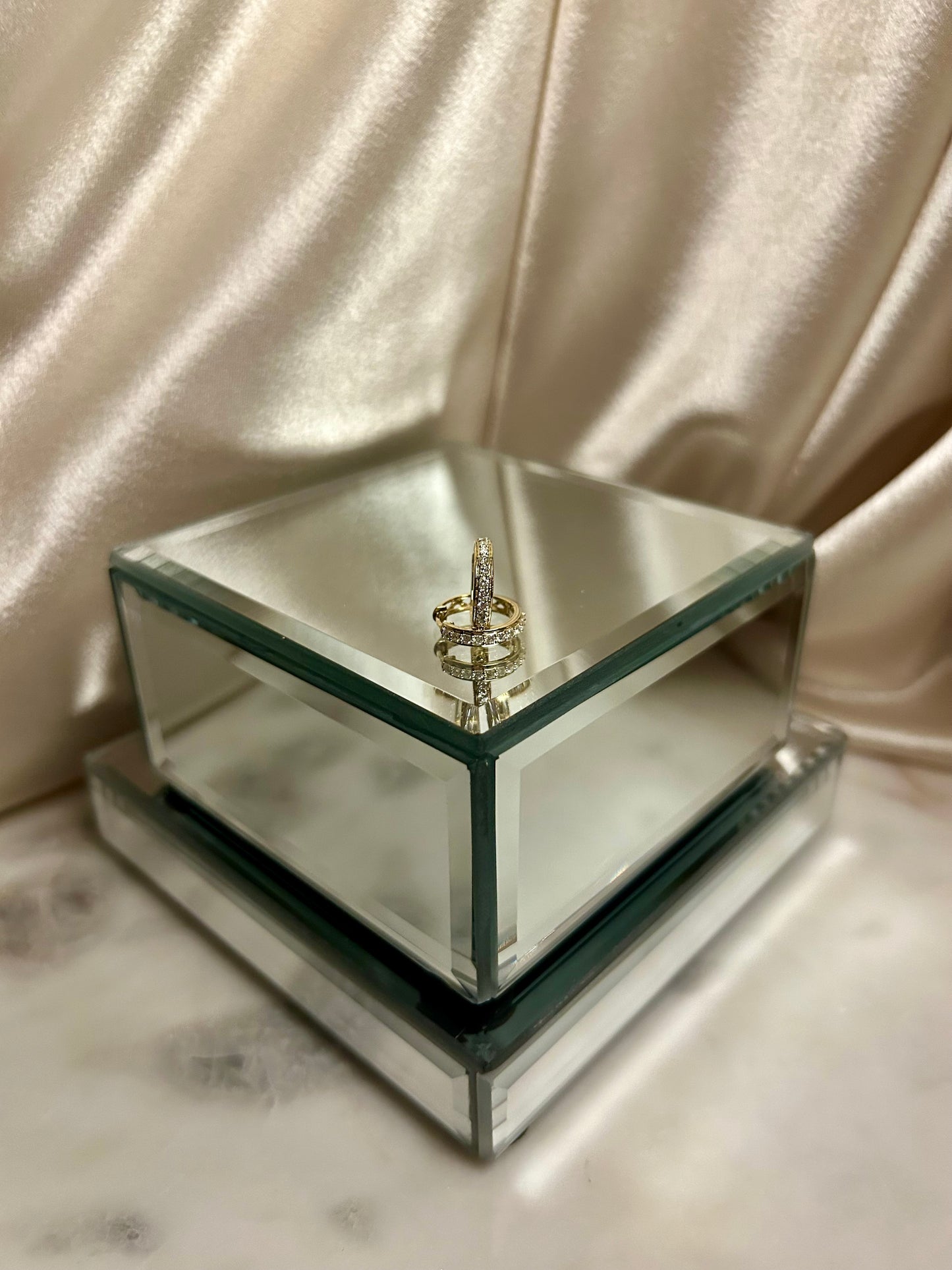 Diamond Halfway Huggie Earrings set in 14k Yellow Gold