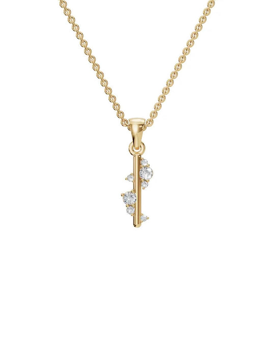 Natural Diamond Cluster Necklace set in 14k yellow gold | 18"