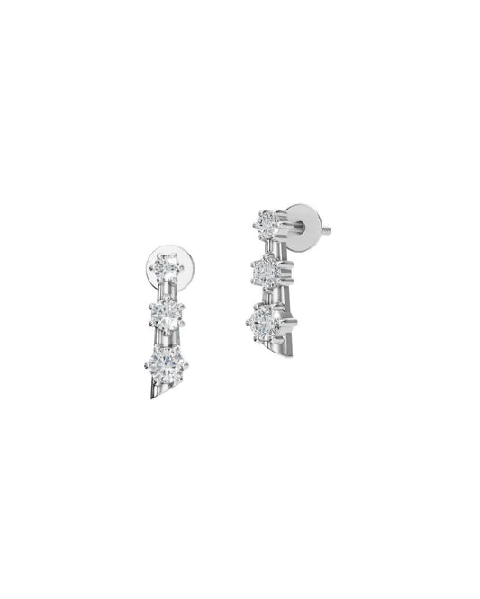 Natural Diamond Graduated Cascade Earrings set in 14k white gold