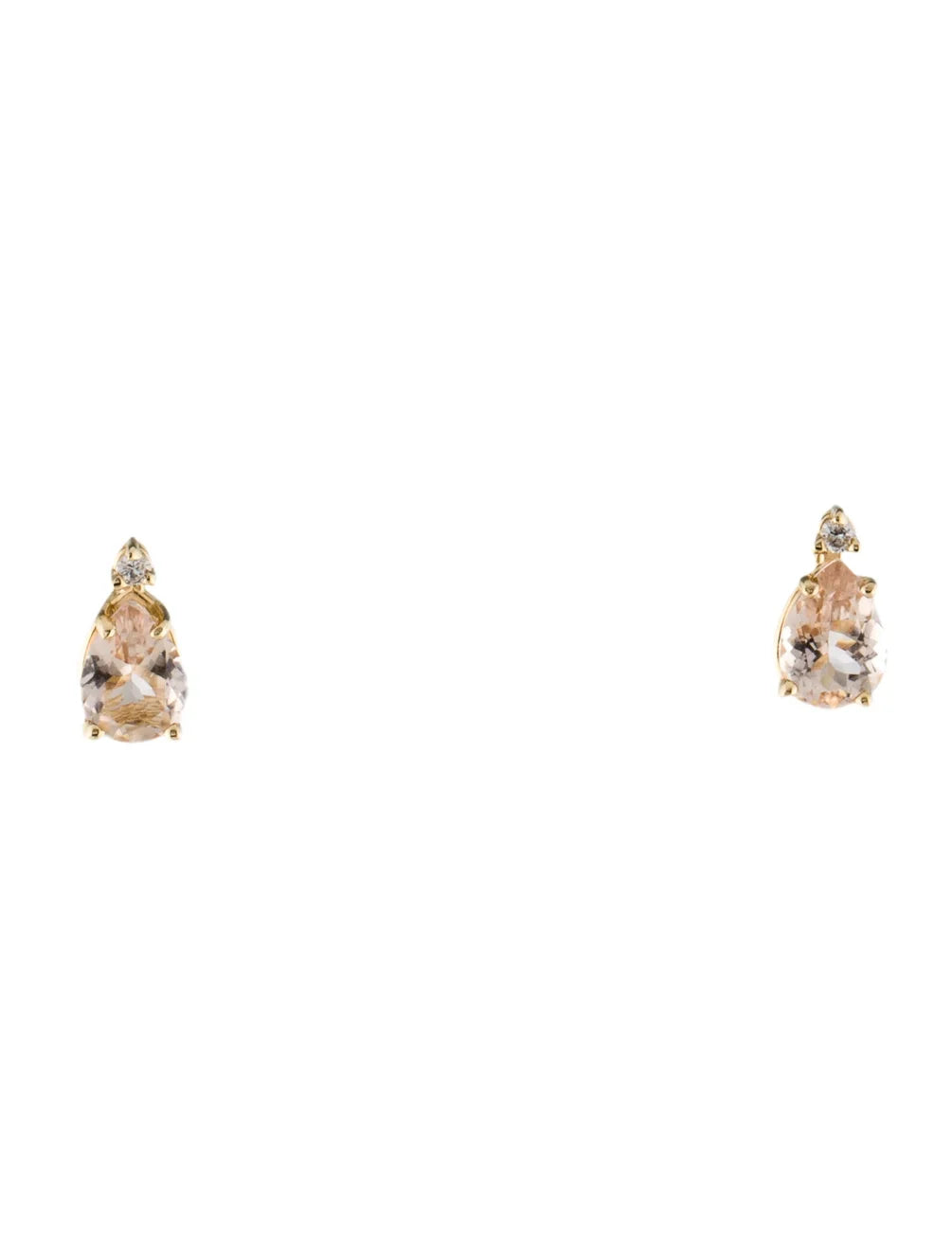 Morganite and Natural Diamond stud Earrings | set in 14k yellow gold