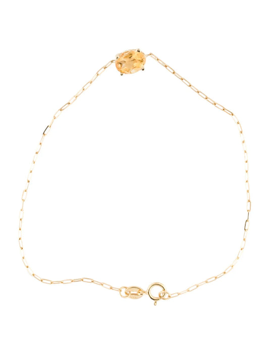 Oval cut Citrine station Bracelet | set in 14k yellow Gold