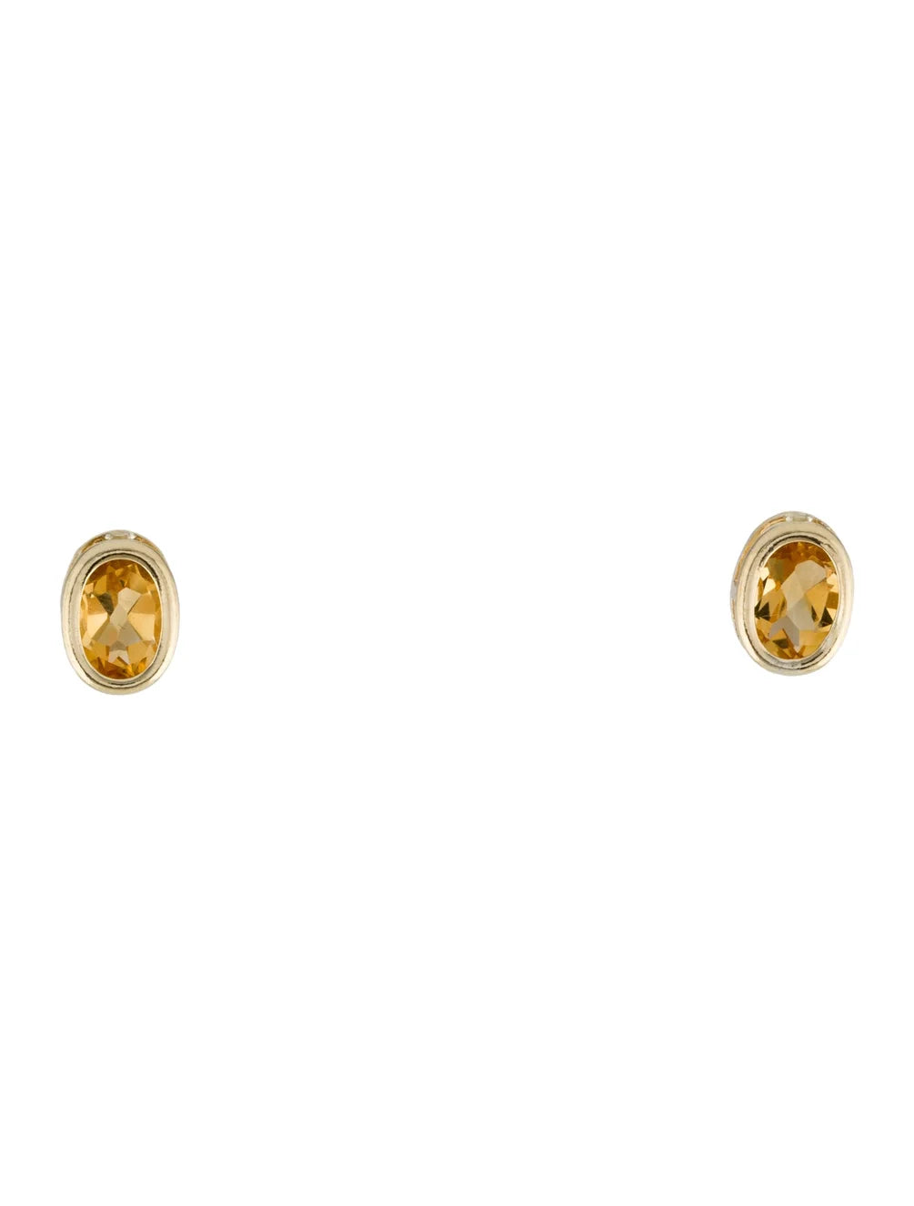Oval Citrine Bezel set Stud Earrings | set in 14k yellow gold