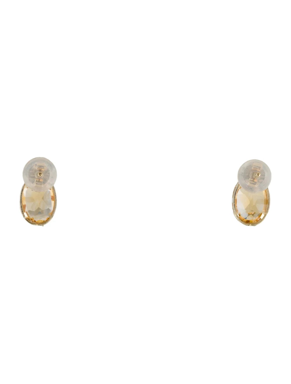 Oval Citrine Bezel set Stud Earrings | set in 14k yellow gold