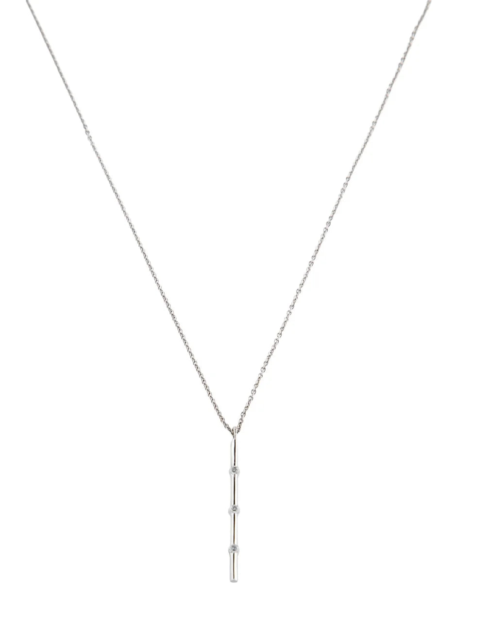 Natural Diamond Bar Pendant Necklace | set in 18K White Gold