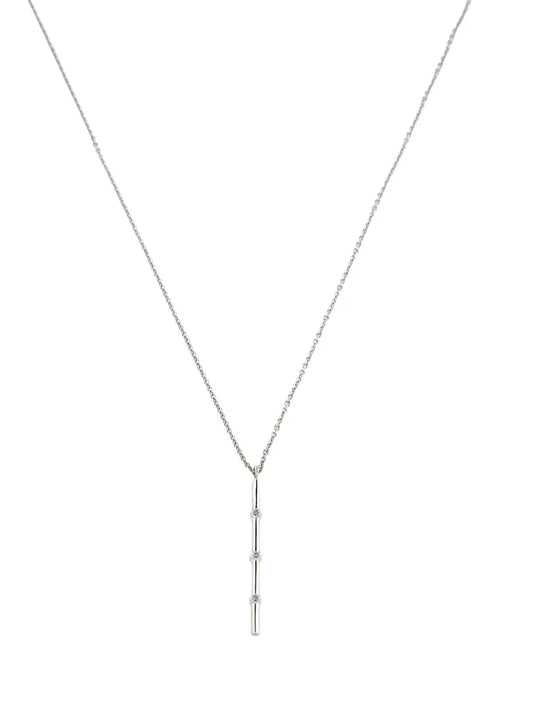 Natural Diamond Bar Pendant Necklace | set in 18K White Gold