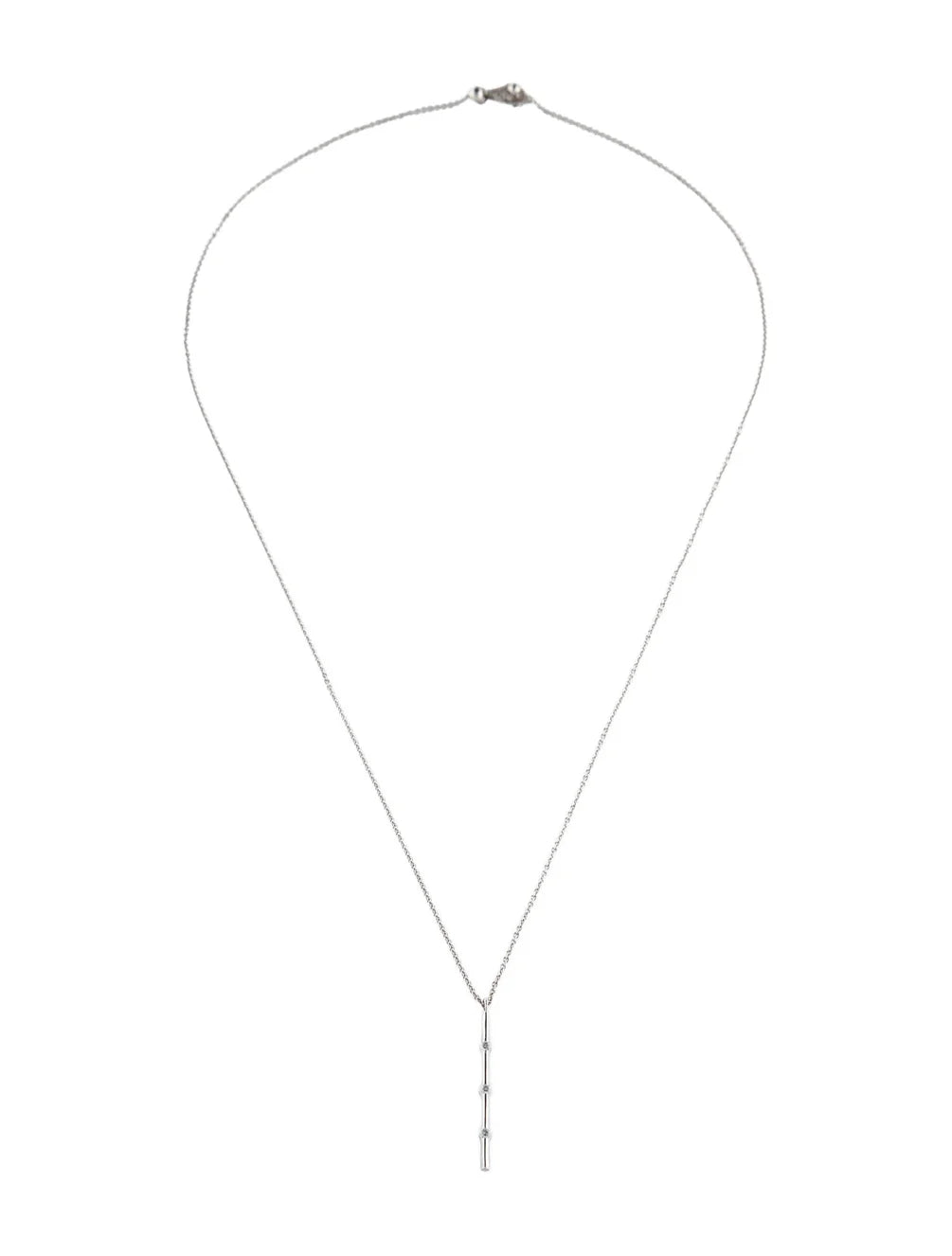 Natural Diamond Bar Pendant Necklace | set in 18K White Gold