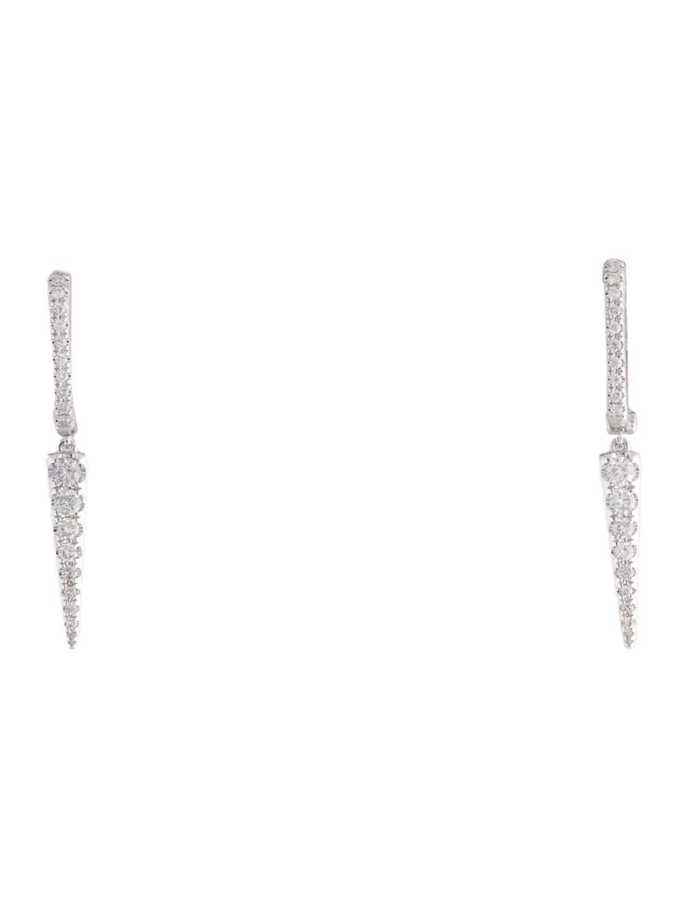 Natural Diamond Dagger Drop Earrings| 14k White Gold