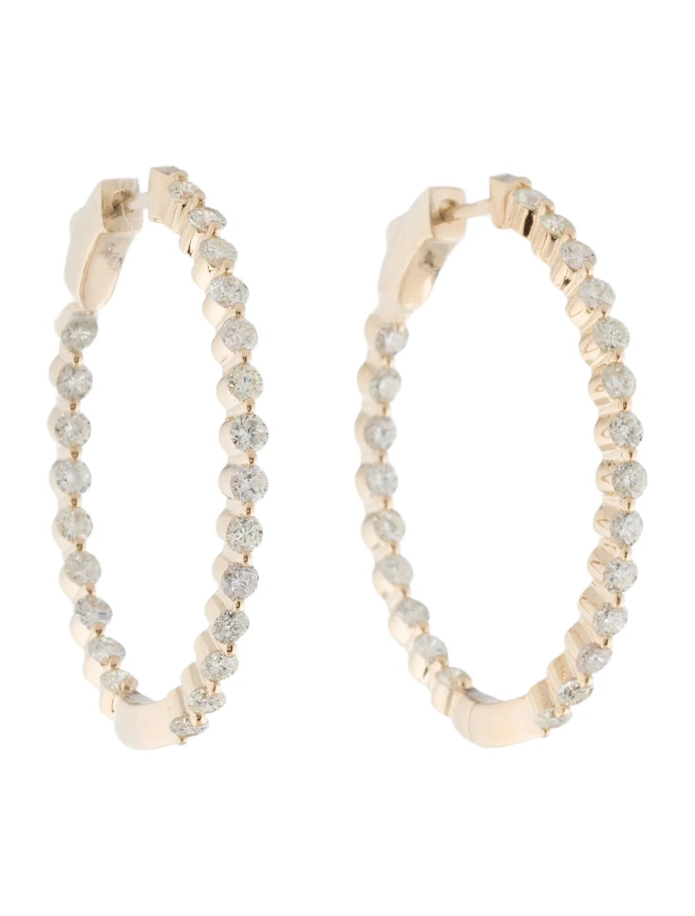 2.14ct Natural Diamond Hoop Earrings | set in 14k Yellow Gold