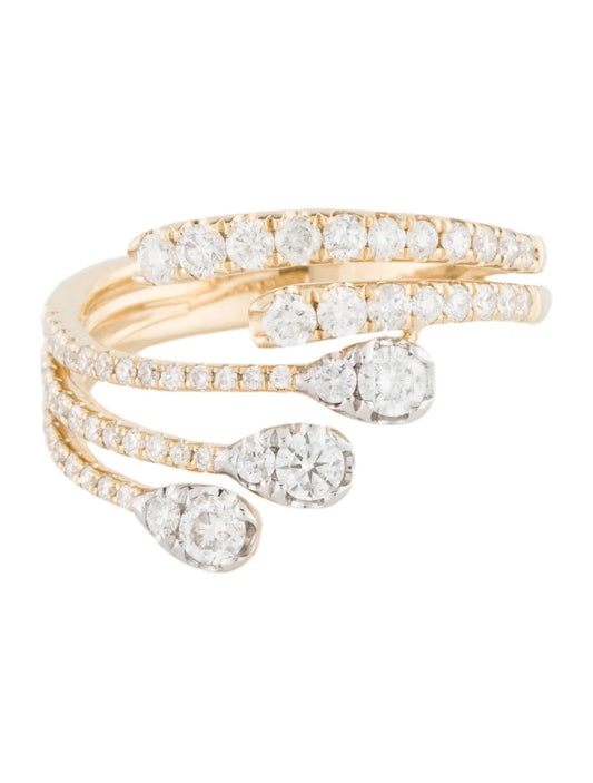 Natural Diamond Statement Ring| set in 14k Yellow Gold