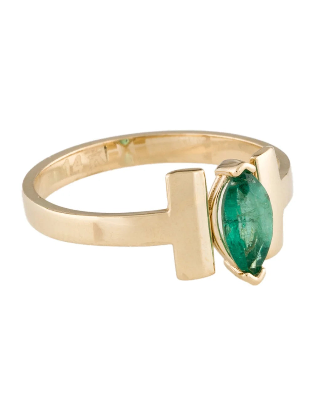 Natural Marquis Emerald Ring | Set in 14k Yellow Gold
