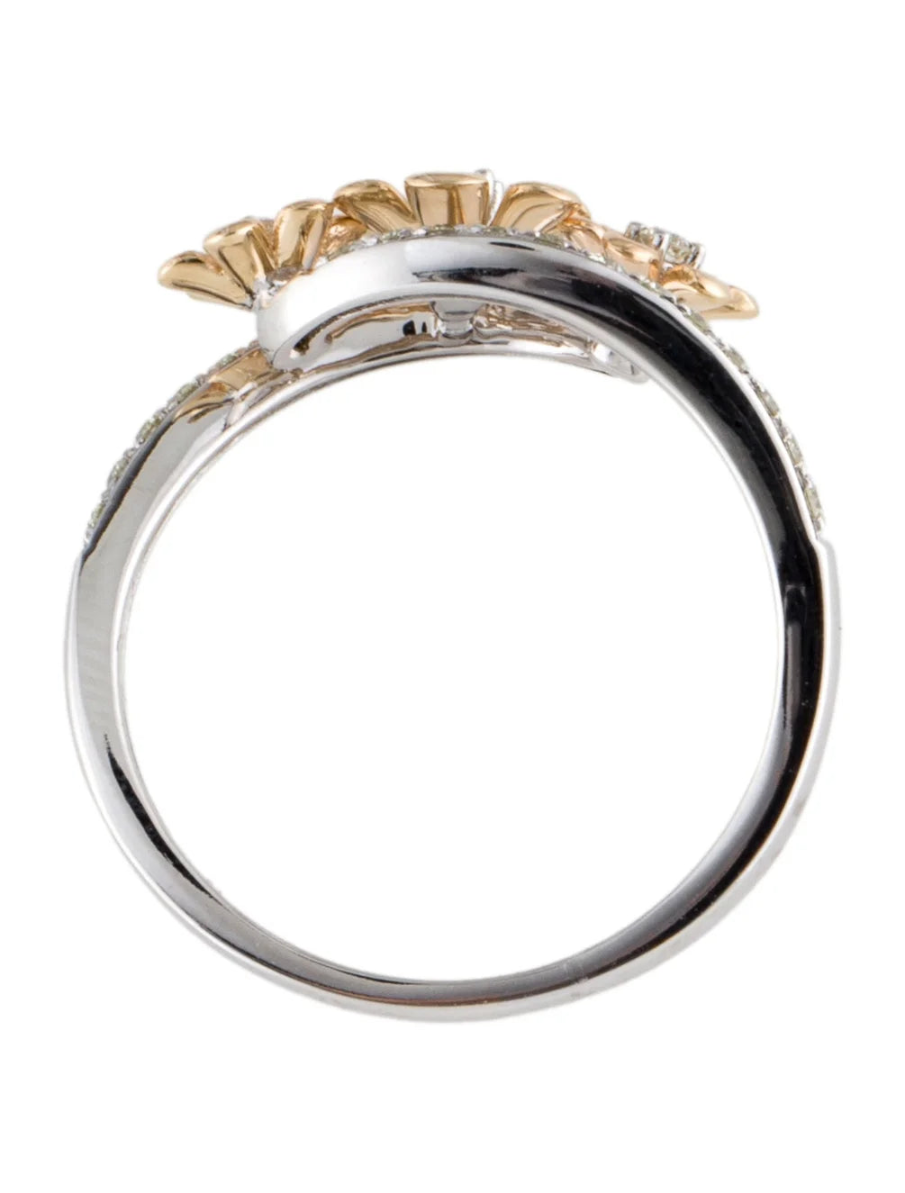 Two Tone Natural Diamond Flower Ring