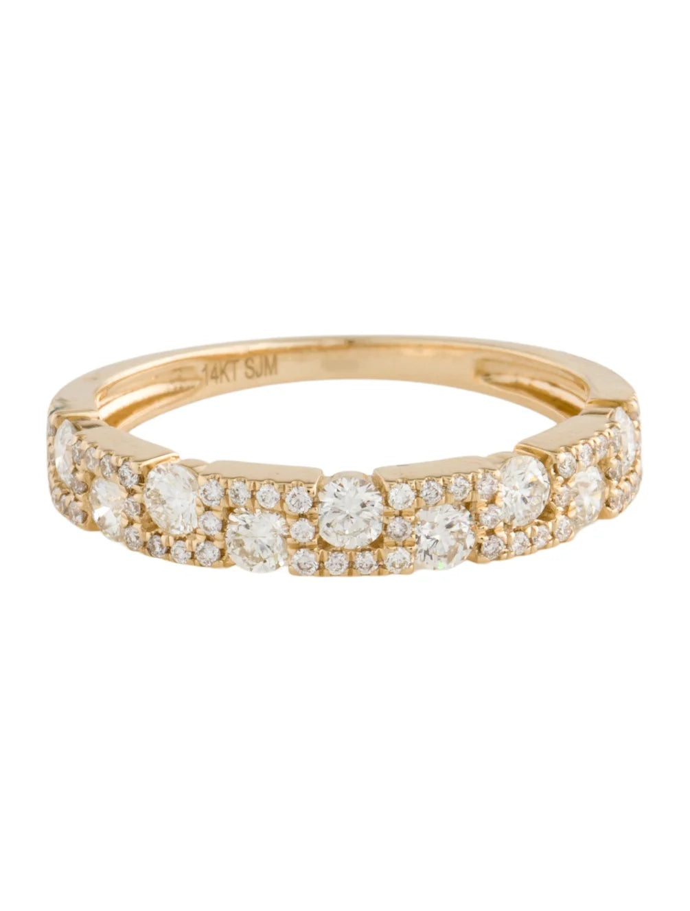 Natural Diamond geometric band | set in 14k Yellow Gold