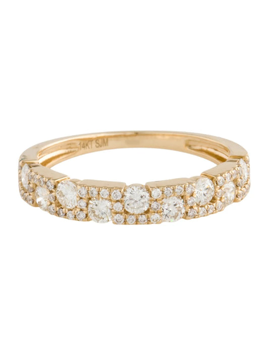 Natural Diamond geometric band | set in 14k Yellow Gold