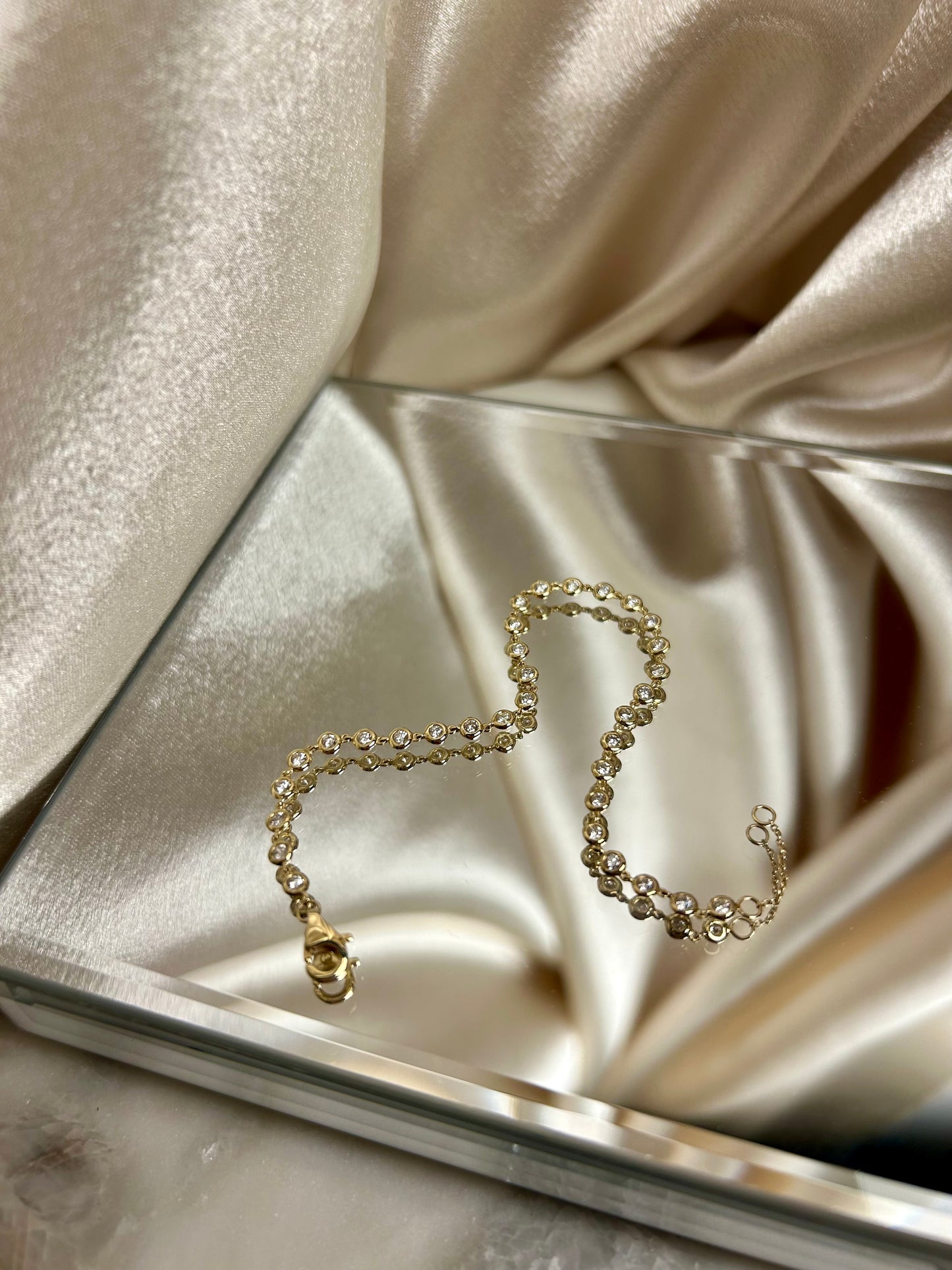 Diamond by the Yard Bracelet set in 14k Yellow Gold | Size 7in