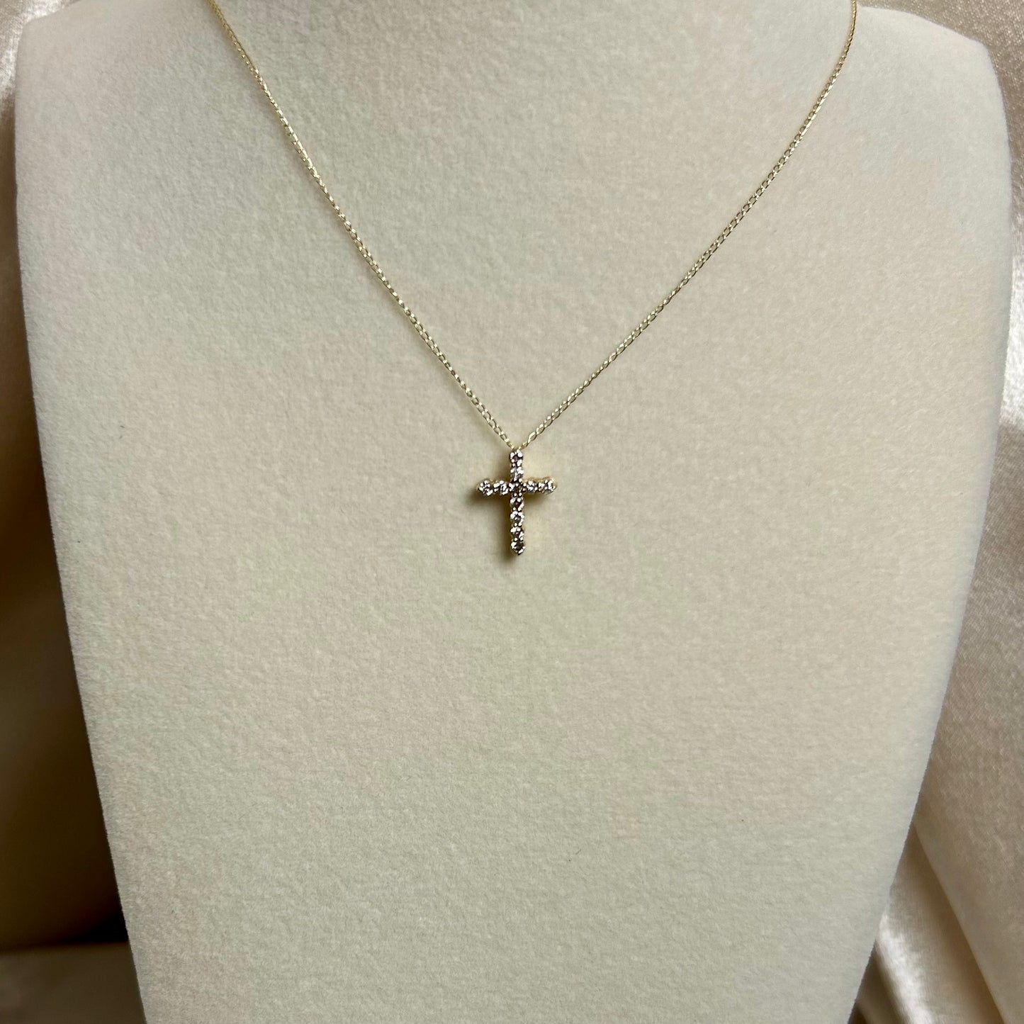 Diamond Cross Pendant set in 14K Yellow Gold