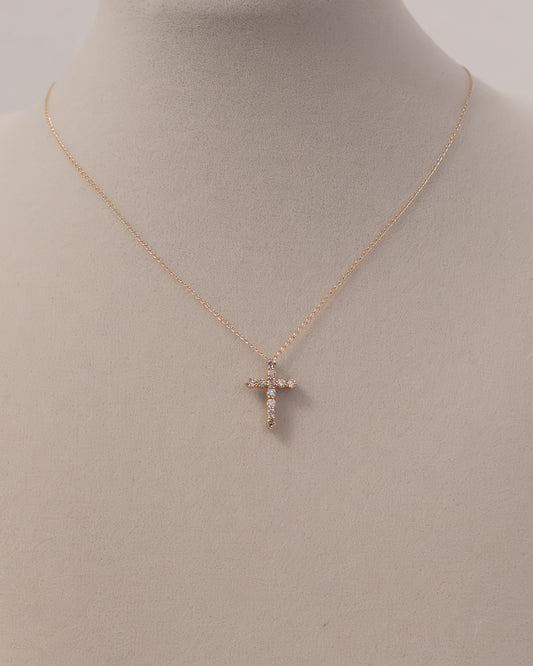 Diamond Cross Pendant set in 14K Yellow Gold