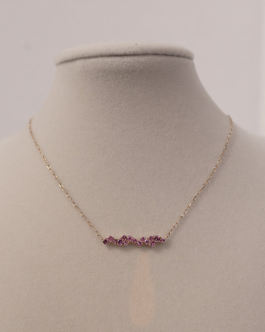 Pink Sapphire Necklace set in 14k Yellow Gold